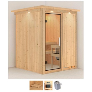 KARIBU Sauna Norma Saunen 9 KW-Ofen mit integrierter Steuerung beige (naturbelassen) Saunen