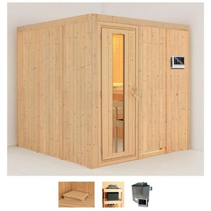 Karibu Sauna Rodin, BxTxH: 196 x 196 x 198 cm, 68 mm, (Set) 9-kW-Ofen mit externer Steuerung