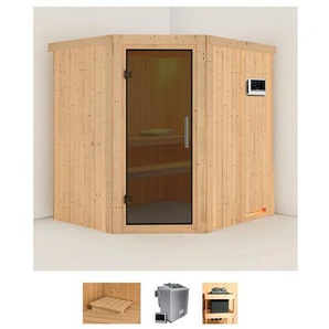 Karibu Sauna Siirin, BxTxH: 196 x 170 x 198 cm, 68 mm, (Set) 9 KW-Bio-Ofen mit externer Steuerung