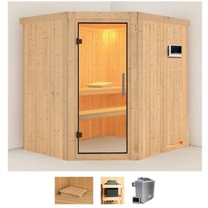 Karibu Sauna Siirin, BxTxH: 196 x 170 x 198 cm, 68 mm, (Set) 9 KW-Ofen mit externer Steuerung