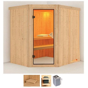 Karibu Sauna Siirin, BxTxH: 196 x 170 x 198 cm, 68 mm, (Set) 9 KW-Ofen mit integrierter Steuerung