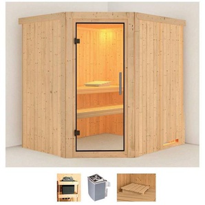 Karibu Sauna Siirin, BxTxH: 196 x 170 x 198 cm, 68 mm, (Set) 9 KW-Ofen mit integrierter Steuerung