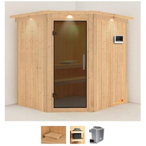 Karibu Sauna Siirin, BxTxH: 210 x 184 x 202 cm, 68 mm, (Set) 9 KW-Bio-Ofen mit externer Steuerung