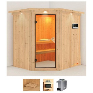 Karibu Sauna Siirin, BxTxH: 210 x 184 x 202 cm, 68 mm, (Set) 9 KW-Ofen mit externer Steuerung