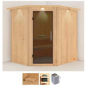 Karibu Sauna Siirin, BxTxH: 210 x 184 x 202 cm, 68 mm, (Set) 9 KW-Ofen mit integrierter Steuerung