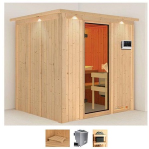 Karibu Sauna Sodin, BxTxH: 210 x 184 x 202 cm, 68 mm, (Set) 9 KW-Bio-Ofen mit externer Steuerung