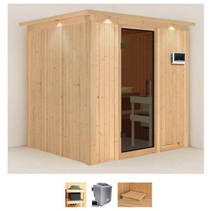 Karibu Sauna Sodin, BxTxH: 210 x 184 x 202 cm, 68 mm, (Set) 9 KW-Bio-Ofen mit externer Steuerung