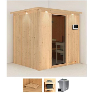 Karibu Sauna Sodin, BxTxH: 210 x 184 x 202 cm, 68 mm, (Set) 9 KW-Ofen mit externer Steuerung