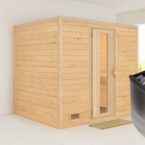 Karibu Sauna Soraja, BxTxH: 231 x 196 x 200 cm, 40 mm, (Set) 9-kW-Ofen mit integrierter Steuerung