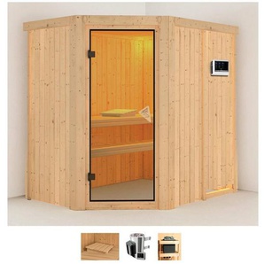 Karibu Sauna Swantje, BxTxH: 151 x 196 x 198 cm, 68 mm, (Set) 3,6-kW-Plug & Play Ofen mit externer Steuerung