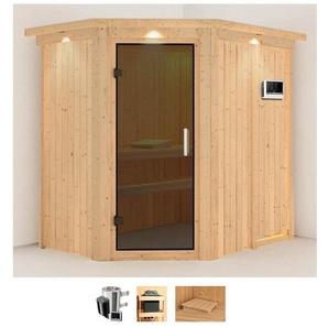 Karibu Sauna Swantje, BxTxH: 165 x 210 x 202 cm, 68 mm, (Set) 3,6-kW-Bio-Plug & Play Ofen mit externer Steuerung