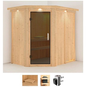 Karibu Sauna Swantje, BxTxH: 165 x 210 x 202 cm, 68 mm, (Set) 3,6-kW-Plug & Play Ofen mit integrierter Steuerung