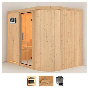 Karibu Sauna Thyra 4, BxTxH: 231 x 170 x 198 cm, 68 mm, (Set) 9-kW-Ofen mit externer Steuerung