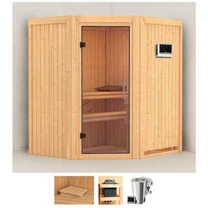 Karibu Sauna Tomke, BxTxH: 170 x 151 x 198 cm, 68 mm, (Set) 3,6-kW-Bio-Plug & Play Ofen mit externer Steuerung