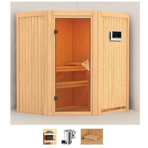 Karibu Sauna Tomke, BxTxH: 170 x 151 x 198 cm, 68 mm, (Set) 3,6-kW-Bio-Plug & Play Ofen mit externer Steuerung