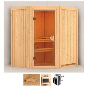 Karibu Sauna Tomke, BxTxH: 170 x 151 x 198 cm, 68 mm, (Set) 3,6-kW-Plug & Play Ofen mit integrierter Steuerung