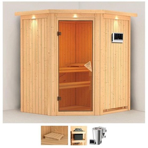 Karibu Sauna Tomke, BxTxH: 184 x 165 x 202 cm, 68 mm, (Set) 3,6-kW-Bio-Plug & Play Ofen mit externer Steuerung