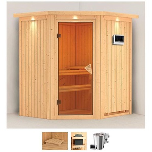 Karibu Sauna Tomke, BxTxH: 184 x 165 x 202 cm, 68 mm, (Set) 3,6-kW-Bio-Plug & Play Ofen mit externer Steuerung