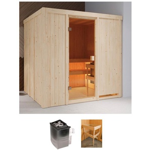 KARIBU Sauna Tromlö Saunen mit Ofen 9 kW integr. Strg. beige (natur) Saunen