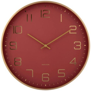 Karlsson Wanduhr Elegance Glow, Rot, Gold, Metall, 40x40x4.2 cm, Dekoration, Uhren, Wanduhren