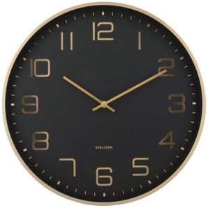 Karlsson Wanduhr Elegance Glow, Schwarz, Gold, Metall, 40x40x4.2 cm, Dekoration, Uhren, Wanduhren