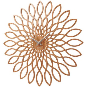 Karlsson Wanduhr Sunflower, Braun, Holzwerkstoff, 60x60x4 cm, Dekoration, Uhren, Wanduhren