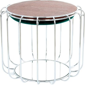 Kayoom Beistelltisch Beistelltisch / Pouf Comfortable 110, praktisch umzuwandeln in Tisch oder Hocker, mit Spiegelglas