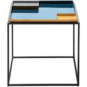 Kayoom Beistelltisch, Blau, Grau, Orange, Metall, quadratisch, eckig, 40x40x40 cm, Wohnzimmer, Wohnzimmertische, Beistelltische, Beistelltische Metall