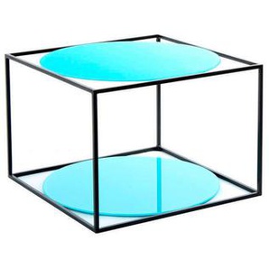 Kayoom Beistelltisch, Blau, Schwarz, Metall, Glas, rund, 50x36x50 cm, einfacher Aufbau, Wohnzimmer, Wohnzimmertische, Beistelltische, Beistelltische Metall