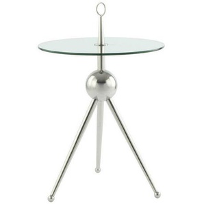 Kayoom Beistelltisch, Silber, Metall, Glas, rund, 46x52x46 cm, Wohnzimmer, Wohnzimmertische, Beistelltische, Beistelltische Metall