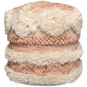 Kayoom Pouf, Creme, Rosa, Textil, Struktur, 35x35x35 cm, Wohnzimmer, Hocker, Poufs