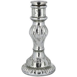 Kerzenhalter ¦ silber ¦ Glas ¦ Maße (cm): H: 16  Ø: 8