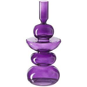 Kerzenständer - lila/violett - Glas - 21,5 cm - [9.0] | Möbel Kraft