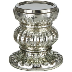 Kerzenständer - silber - Glas - 13,5 cm - [12.0] | Möbel Kraft
