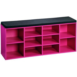 Kesper Schuhregal, Schwarz, Pink, Textil, Holzwerkstoff, 6 Fächer, 103.5x48x29.5 cm, Garderobe, Schuhaufbewahrung, Schuhregale