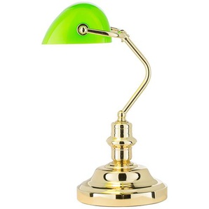 KHG Banker-Lampe messing mit grünem Schirm - gold - Materialmix - 27 cm - 38 cm - 27 cm | Möbel Kraft