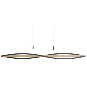 KHG LED-Pendelleuchte, 3-flammig, schwarz/ Eiche - holzfarben - Materialmix - 123 cm - 155 cm - 58 cm | Möbel Kraft