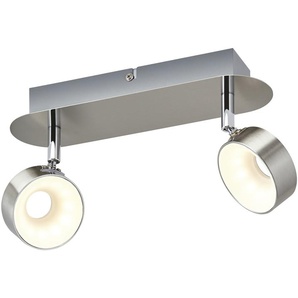 KHG LED-Spot, 2-flammig, Nickel matt ¦ silber ¦ Maße (cm): B: 28 H: 15 T: 8