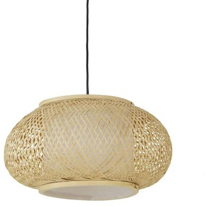 KHG Pendelleuchte, 1-flammig, Rattan/ Stoff - creme - Materialmix - 140 cm - [40.0] | Möbel Kraft