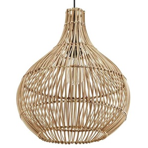 KHG Rattan-Pendelleuchte, 1-flammig ¦ braun ¦ Maße (cm): H: 150  Ø: 40