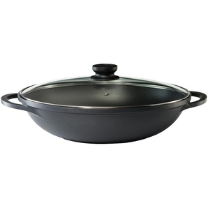 KHG Wok 36 cm ¦ schwarz ¦ Aluminium-Guss ¦ Maße (cm): H: 9,6  Ø: 36