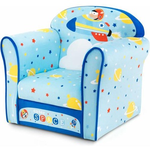 Kindersessel Kindersofa Kindercouch Babysessel für Mädchen und Jungen Kindermöbel Kinder Sessel Schaumstoff (Raumschiff, Bunt, Super Wings) - Costway