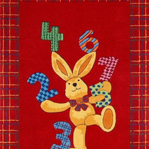 Kinderteppich FELIX DER HASE Felix der Hase FE-2194-01 Gr. 2, rot, B:110cm H:10mm L:170cm, Kunstfaser, Teppiche, Konturenschnitt, brillante Farben, Kinderzimmer