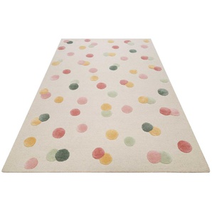 Kinderteppich SMART KIDS Dana Teppiche Gr. B/L: 230 cm x 230 cm, 1,2 mm, 1 St., beige (creme beige) Kinder Kinderzimmerteppiche modern und natürlich, bunte Polkadots, mit Struktur, Kinderzimmer