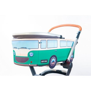 Kinderwagenhülle Knopfbande Vintage Bus, Grün, Mehrfarbig, Textil, 80x40x30 cm, Kinderwagen, Kinderwagenzubehör, Sonstiges Kinderwagenzubehör