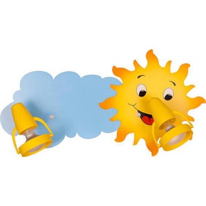 Kinderwandleuchte Sonne, Blau, Gelb, Kunststoff, Holzwerkstoff, 23x16x47 cm, Lampen & Leuchten, Innenbeleuchtung, Wandleuchten