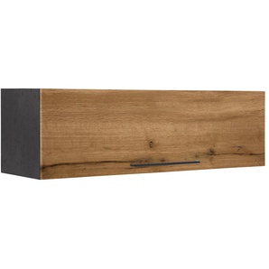 Klapphängeschrank KOCHSTATION KS-Tulsa Schränke Gr. B/H/T: 110 cm x 33 cm x 34 cm, braun (wotaneiche) 110 cm breit, mit 1 Klappe, schwarzer Metallgriff, MDF Front