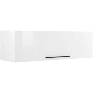 Klapphängeschrank KOCHSTATION KS-Tulsa Schränke Gr. B/H/T: 110 cm x 33 cm x 34 cm, weiß (weiß hochglanz) 110 cm breit, mit 1 Klappe, schwarzer Metallgriff, MDF Front