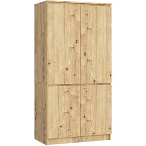 Kleiderschrank Akord S90 Eiche Artisan 90 cm 4 Türen 4 Regalböden B90xH180xT51 cm