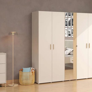 Kleiderschrank HOME AFFAIRE Belfort, Schlafzimmerschrank mit Spiegel 5-türig Wäscheschrank Schränke Gr. B/H/T: 225 cm x 208 cm x 56 cm, 5K1O, 5 St., Komplettausführung, weiß (cashmere) 225x56x208, FSC-zertifizierter Holzwerkstoff, Trendfarbe cashmere